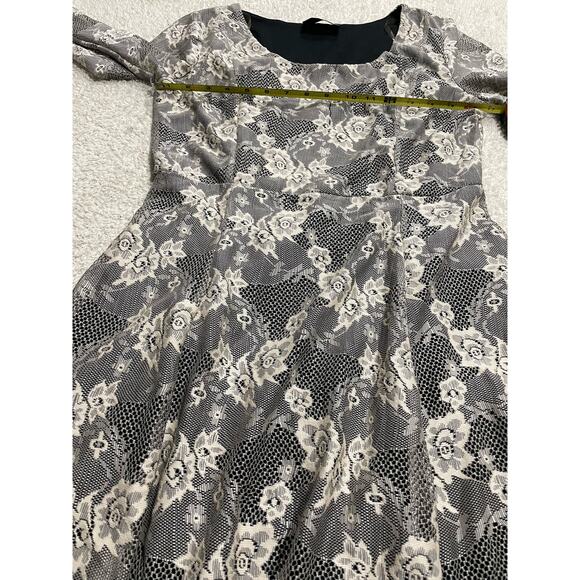 Luna Tiks Women's Size Large 3/4 Sleeve Short Dress black ivory fully lined - Picture 3 of 11